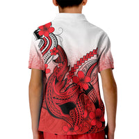 Hawaii Kid Polo Shirt Polynesian Shark Tattoo With Plumeria Red Gradient LT14 - Polynesian Pride