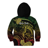Personalised Hawaii Nene Goose Kid Hoodie Hawaiian Map Hibiscus Polynesian Art - Reggae Gradient