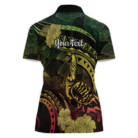 Personalised Hawaii Nene Goose Women Polo Shirt Hawaiian Map Hibiscus Polynesian Art - Reggae Gradient