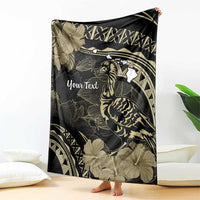 Personalised Hawaii Nene Goose Blanket Hawaiian Map Hibiscus Polynesian Art - Beige