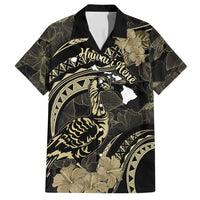 Personalised Hawaii Nene Goose Family Matching Long Sleeve Bodycon Dress and Hawaiian Shirt Hawaiian Map Hibiscus Polynesian Art - Beige