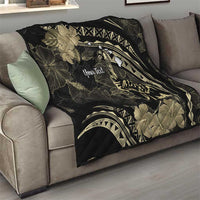 Personalised Hawaii Nene Goose Quilt Hawaiian Map Hibiscus Polynesian Art - Beige