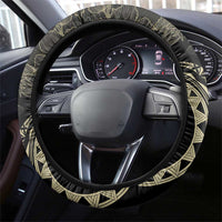 Hawaii Nene Goose Steering Wheel Cover Hawaiian Map Hibiscus Polynesian Art - Beige