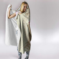 Personalised Hawaii Monk Seal Hooded Blanket Polynesian Tattoo With Tropical Flowers - Beige Pastel