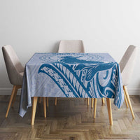 Personalised Hawaii Monk Seal Tablecloth Polynesian Tattoo With Tropical Flowers - Blue Pastel
