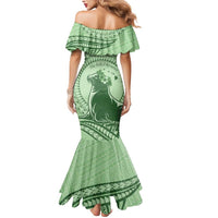 Personalised Hawaii Monk Seal Mermaid Dress Polynesian Tattoo With Tropical Flowers - Green Pastel LT14 - Polynesian Pride