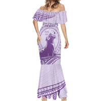Personalised Hawaii Monk Seal Mermaid Dress Polynesian Tattoo With Tropical Flowers - Purple Pastel LT14 - Polynesian Pride