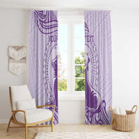 Personalised Hawaii Monk Seal Window Curtain Polynesian Tattoo With Tropical Flowers - Purple Pastel
