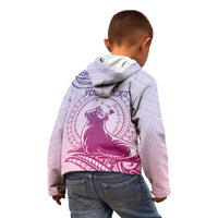 Personalised Hawaii Monk Seal Kid Hoodie Polynesian Tattoo With Tropical Flowers - Purple Gradient