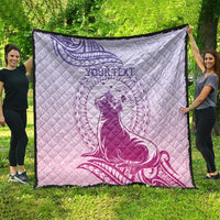 Personalised Hawaii Monk Seal Quilt Polynesian Tattoo With Tropical Flowers - Purple Gradient