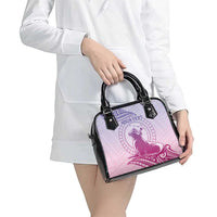 Personalised Hawaii Monk Seal Shoulder Handbag Polynesian Tattoo With Tropical Flowers - Purple Gradient