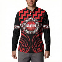 Aotearoa Ngapuhi Personalised Button Sweatshirt Maori Iwi Poutama Puhoro Tattoo