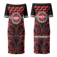 Aotearoa Ngapuhi Personalised Couples Matching Puletasi and Long Sleeve Button Shirt Maori Iwi Poutama Puhoro Tattoo