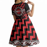 Aotearoa Ngapuhi Personalised Kid Short Sleeve Dress Maori Iwi Poutama Puhoro Tattoo