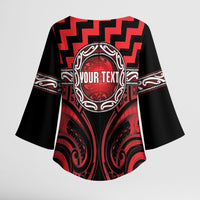 Aotearoa Ngapuhi Personalised Kimono Sleeve Blouse Maori Iwi Poutama Puhoro Tattoo