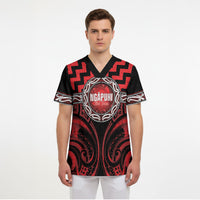 Aotearoa Ngapuhi Personalised Scrub Top Maori Iwi Poutama Puhoro Tattoo