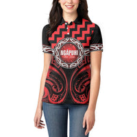 Aotearoa Ngapuhi Personalised Women Polo Shirt Maori Iwi Poutama Puhoro Tattoo