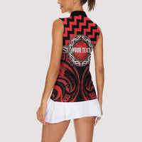 Aotearoa Ngapuhi Personalised Women Sleeveless Polo Shirt Maori Iwi Poutama Puhoro Tattoo