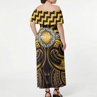 Aotearoa Ngati Porou Personalised Off Shoulder Maxi Dress Maori Iwi Poutama Puhoro Tattoo