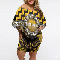 Aotearoa Ngati Porou Personalised Off Shoulder Short Dress Maori Iwi Poutama Puhoro Tattoo