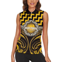 Aotearoa Ngati Porou Personalised Women Sleeveless Polo Shirt Maori Iwi Poutama Puhoro Tattoo
