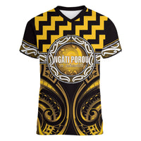 Aotearoa Ngati Porou Personalised Women V-Neck T-Shirt Maori Iwi Poutama Puhoro Tattoo
