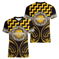 Aotearoa Ngati Porou Personalised Women V-Neck T-Shirt Maori Iwi Poutama Puhoro Tattoo