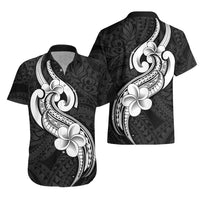 Polynesia Hawaiian Shirt Plumeria With Tribal Pattern Black Vibes LT14 - Polynesian Pride