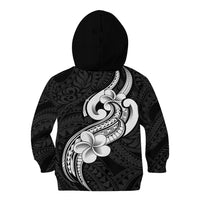 Polynesia Kid Hoodie Plumeria With Tribal Pattern Black Vibes LT14 - Polynesian Pride
