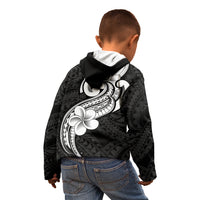 Polynesia Kid Hoodie Plumeria With Tribal Pattern Black Vibes LT14 - Polynesian Pride