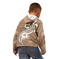 Polynesia Kid Hoodie Plumeria With Tribal Pattern Brown Pastel Vibes LT14 - Polynesian Pride