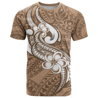 Polynesia T Shirt Plumeria With Tribal Pattern Brown Pastel Vibes LT14 Brown - Polynesian Pride
