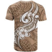 Polynesia T Shirt Plumeria With Tribal Pattern Brown Pastel Vibes LT14 - Polynesian Pride