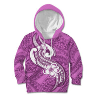 Polynesia Kid Hoodie Plumeria With Tribal Pattern Pink Pastel Vibes LT14 Hoodie Pink - Polynesian Pride