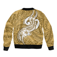 Polynesia Sleeve Zip Bomber Jacket Plumeria With Tribal Pattern Yellow Pastel Vibes LT14 - Polynesian Pride