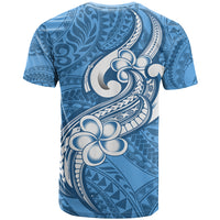 Polynesia T Shirt Plumeria With Tribal Pattern Blue Pastel Vibes LT14 - Polynesian Pride