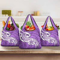 Polynesia Grocery Bag Plumeria With Tribal Pattern Purple Pastel LT14 3-pack One Size Purple - Polynesian Pride