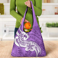 Polynesia Grocery Bag Plumeria With Tribal Pattern Purple Pastel LT14 - Polynesian Pride