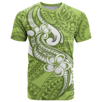 Polynesia T Shirt Plumeria With Tribal Pattern Green Pastel Vibes LT14 Green - Polynesian Pride