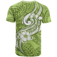 Polynesia T Shirt Plumeria With Tribal Pattern Green Pastel Vibes LT14 - Polynesian Pride