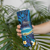 Personalised French Polynesia Tetiaroa Atoll Skinny Tumbler Polynesian Curves Style LT14 - Polynesian Pride