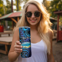 Personalised French Polynesia Tetiaroa Atoll Skinny Tumbler Polynesian Curves Style LT14 - Polynesian Pride