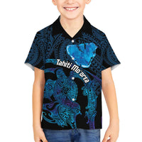 Personalised Tahiti Moorea Atoll Family Matching Puletasi and Hawaiian Shirt Polynesian Sea Turtle