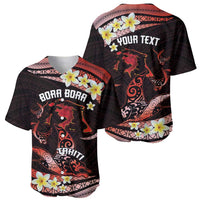 Personalised Tahiti Bora Bora Baseball Jersey Manta Rays With Polynesian Plumeria LT14 - Polynesian Pride