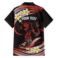 Personalised Tahiti Bora Bora Family Matching Long Sleeve Bodycon Dress and Hawaiian Shirt Manta Rays With Polynesian Plumeria