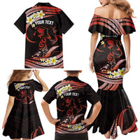 Personalised Tahiti Bora Bora Family Matching Mermaid Dress and Hawaiian Shirt Manta Rays With Polynesian Plumeria LT14 - Polynesian Pride