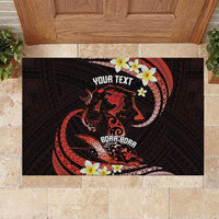 Personalised Tahiti Bora Bora Rubber Doormat Manta Rays With Polynesian Plumeria LT14 Red - Polynesian Pride