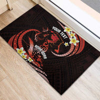 Personalised Tahiti Bora Bora Rubber Doormat Manta Rays With Polynesian Plumeria LT14 - Polynesian Pride