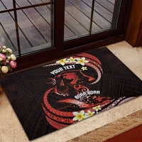 Personalised Tahiti Bora Bora Rubber Doormat Manta Rays With Polynesian Plumeria LT14 - Polynesian Pride