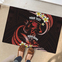 Personalised Tahiti Bora Bora Rubber Doormat Manta Rays With Polynesian Plumeria LT14 - Polynesian Pride